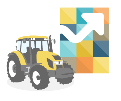 A tractor and growth arrow. 