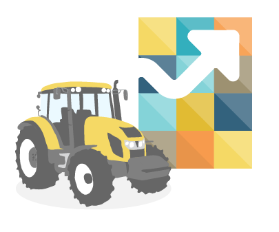 A tractor and growth arrow.